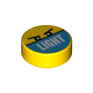 Деталь LEGO Tile Round 1 x 1 with Eyes and 'LIGHT' Print, Желтый