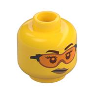 Деталь LEGO Minifig Head Gracie Goodhart, Trans-Orange Glasses, Smirk Print, Желтый