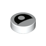 Деталь LEGO Tile Round 1 x 1 with Black Eye with Central Pupil Partially Closed Print, Белый