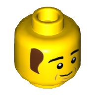 Деталь LEGO Minifig Head Bob, Reddish Brown Hair, Smile Print, Желтый