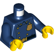 Деталь LEGO Torso Jacket with Gold Police Badge and Buttons, Belt with Gold Buckle Print, Dark Blue Arms, Yellow Hands, Темно-синий