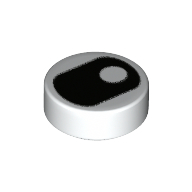 Деталь LEGO Tile Round 1 x 1 with Squinted Eye, Center Side Pupil print, Белый