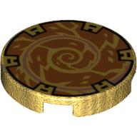 Деталь LEGO Tile Round 2 x 2 with Orange Spiral print, Жемчужно-золотой