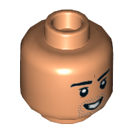 Деталь LEGO Minifig Head Gilgamesh, Beard Stubble, Smile with Teeth / Angry Print, Телесный