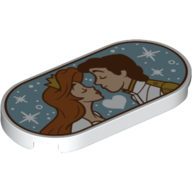 Деталь LEGO Tile Round 2 x 4 with Ariel and Prince Eric Kissing Print, Белый