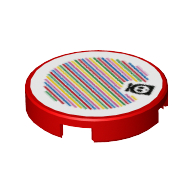 Tile Round 2 x 2 with Bottom Stud Holder and Fly Guy and Barcode Print (Sticker)
