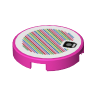 Tile Round 2 x 2 with Bottom Stud Holder and Mushroom and Barcode Print (Sticker)