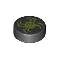 Tile Round 1 x 1 with Lime Spider Print