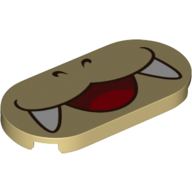 Деталь LEGO Tile Round 2 x 4 with Smiling Mouth with Fangs (Iggy Koopa) Print, Песочный