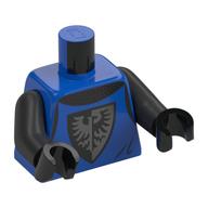 Деталь LEGO Torso Armor, Black and Silver Falcon Symbol, Dark Bluish Grey Cloak print, Pearl Dark Grey Arms, Black Hands, Голубой