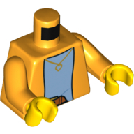 Деталь LEGO Torso Jacket Over Light Blue Undershirt Print, Bright Light Orange Arms, Yellow Hands, Ярко-светло-оранжевый