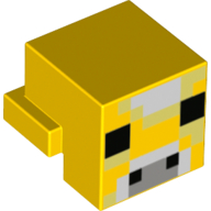 Деталь LEGO Minifig Head Special, Cube with Rear Ledge and Pixelated Face with Black Eyes, Grey Snout Print, Желтый