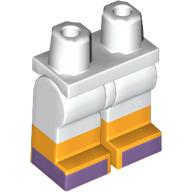 Деталь LEGO Hips with White Legs and Bright Light Orange Boots Pattern with Medium Lavender Feet Print, Белый