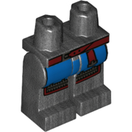 Деталь LEGO Hips and Pearl Titanium Legs with Blue Coat, Red Belt print, Жемчужный титановый
