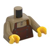 Деталь LEGO Torso Apron,  Reddish Brown with Pocket print, Dark Tan Arms, Yellow Hands, Темно-песочный