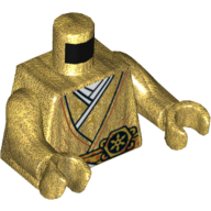 Деталь LEGO Torso Robes with Belt Print, Pearl Gold Arms and Hands, Жемчужно-золотой