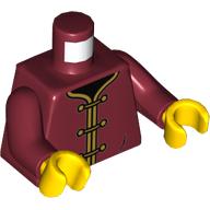 Деталь LEGO Torso Robes with Gold Clasps Print, Dark Red Arms, Yellow Hands, Темно-красный