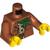 Деталь LEGO Torso Jacket with Green Neckerchief Print, Dark Orange Arms, Yellow Hands, Темно-оранжевый
