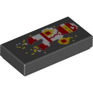 Деталь LEGO Tile 1 x 2 with Groove and Pixellated Ninja Print, Черный