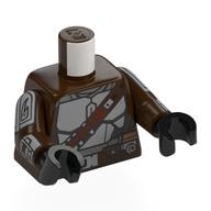 Деталь LEGO Torso Armor with Reddish Brown Bandolier and Belt with Pouches Print, Dark Brown Arms with Armor Panels Print, Black Hands, Темно-коричневый