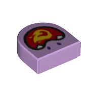 Tile 1 x 1 Half Circle with Face, Open Mouth with Flames print