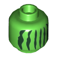 Деталь LEGO Minifig Head with Dark Green Stripes print (Watermelon), Ярко-зеленый