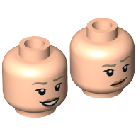 Деталь LEGO Minifig Head Rachel Green, Dark Tan Eyebrows, Peach Lips, Smirk / Open Mouth Smile Print, Светлый телесный