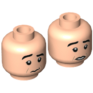 Деталь LEGO Minifig Head Ross, Thick Eyebrows with Raised Right Eyebrow, Closed Mouth / Open Mouth Print, Светлый телесный