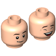 Деталь LEGO Minifig Head Chandler, Dark Brown Eyebrows, Smile / Laughing Print, Светлый телесный