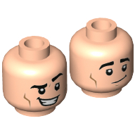 Деталь LEGO Minifig Head Joey Tribbiani, Tick Eyebrowns, Smile, Closed Mouth / Open Mouth and Raised Eyebrow Print, Светлый телесный