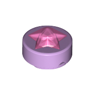 Tile Round 1 x 1 with Molded Trans-Bright Pink Star