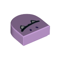 Деталь LEGO Tile 1 x 1 Half Circle with Face, White Fangs print, Лавандовый