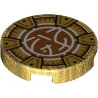Деталь LEGO Tile Round 2 x 2 with Orange Energy Core print, Жемчужно-золотой