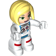 Figure with Straight Hair with Left Parting Bright Yellow, White Astronaut Suit Print