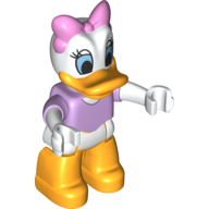 Деталь LEGO Duplo Figure with Short Sleeve Lavender Top and White Arms, Bright Pink Bow - Bright Light Orange Legs (Daisy Duck), Лавандовый