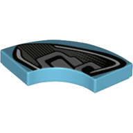 Деталь LEGO Tile 2 x 2 Curved, Macaroni with Headlight Print, Средне-лазурный