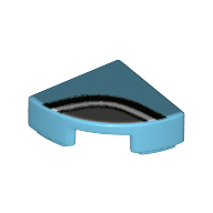 Деталь LEGO Tile Round 1 x 1 Quarter with Black/Dark Bluish Grey Circles Print, Средне-лазурный
