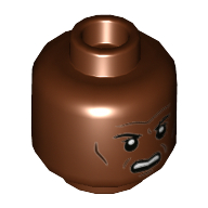 Деталь LEGO Minifig Head Mace Windu, Cheek Lines, Angry Print, Красно-коричневый