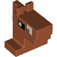 Набор LEGO Animal Body Part, Horse Head 1 x 2 with Pixelated White Squares and Brown Nose Print, Темно-оранжевый