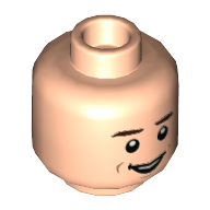 Деталь LEGO Minifig Head, Dark Brown Eyebrows, Smile/Scared Open Mouth print [Hollow Stud], Светлый телесный
