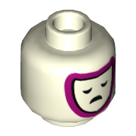 Деталь LEGO Minifig Head (No Face), Theatre Masks, Tragedy / Comedy Print, Светящийся в темноте белый