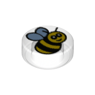 Деталь LEGO Tile Round 1 x 1 with Bee print, Прозрачный бесцветный