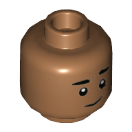 Деталь LEGO Minifig Head Dean Thomas, Smile, Open Mouth with Teeth / Closed Mouth Print, Средне-темный телесный