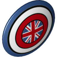 Minifig Shield Round Bowed with Dark Blue/White/Red Circles, Union Jack print