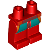 Деталь LEGO Hips and Red Legs with Dark Turquoise and Orange Panels Print, Красный