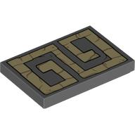 Набор LEGO Tile 2 x 3 with Tan Aztec Tile print, Темный сине-серый