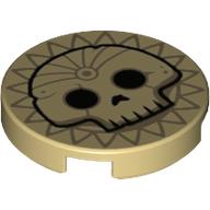 Деталь LEGO Tile Round 2 x 2 with Skull, Sun print, Песочный