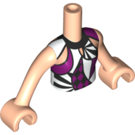 Деталь LEGO Minidoll Torso Girl with White/Magenta/Black Shapes Shirt Print, Light Flesh Arms and Hands, Светлый телесный