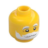 Деталь LEGO Minifig Head Santa, White and Gray Eyebrows and Beard, Smile Print, Желтый