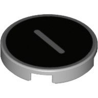 Деталь LEGO Tile Round 2 x 2 with Bottom Stud Holder with 'I' on Black Background Print, Светлый сине-серый